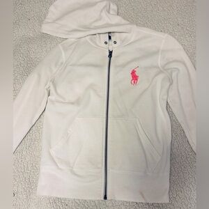 Ralph Lauren  White Hoodie with Pink Pony Embroidery..,